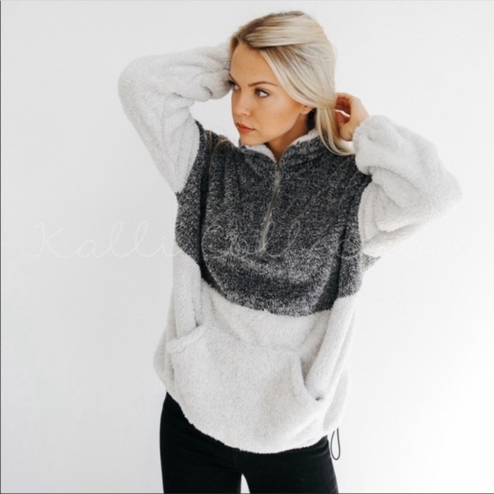 Charcoal soft half-zip pullover sweater - Picture 2 of 4
